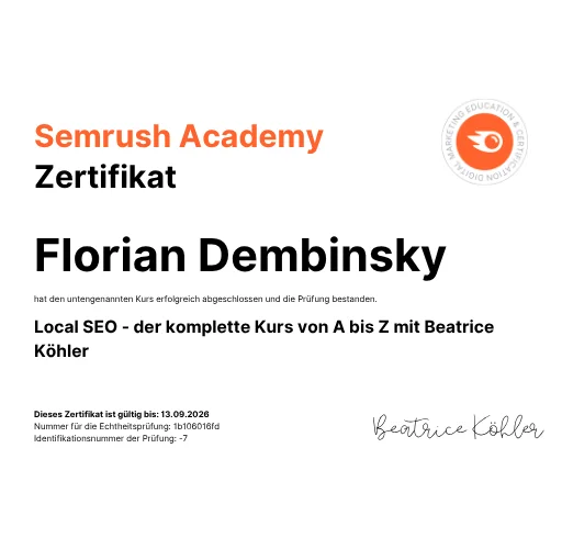 Semrush zertifiziert